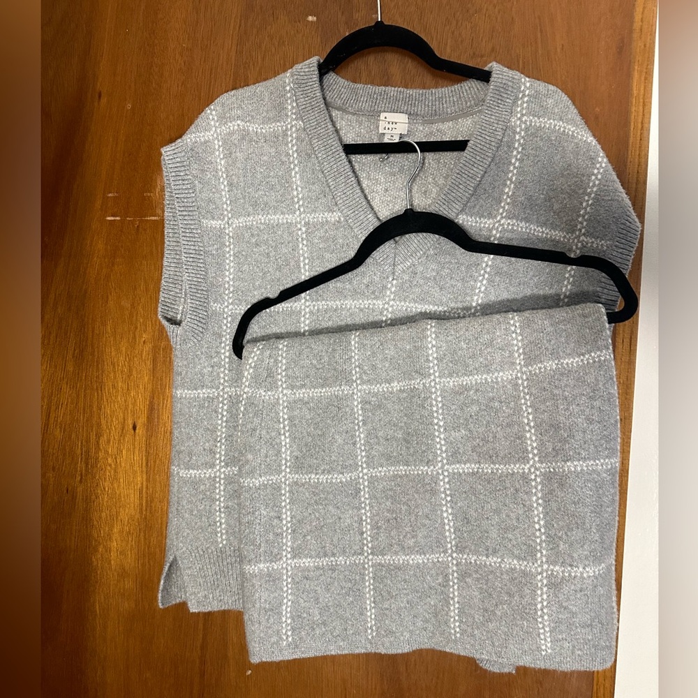 Target knit plaid vest and skirt